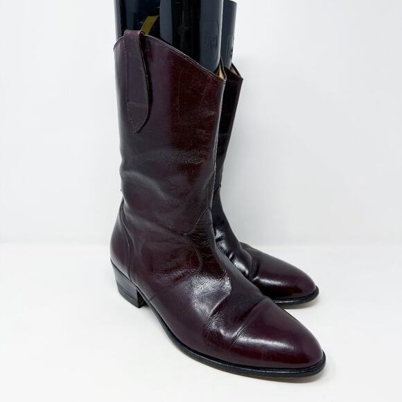Vintage Avventura Mahogany Brown Leather Mid-Calf Boots Men's Size 9.5 Pull On - Picture 1 of 10